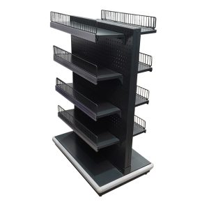 FRENTE DE CAJA CENTRAL CON ESTANTES LINEA DELUXE
