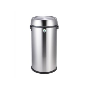 BASURERO DE ACERO INOXIDABLE CON TAPA VAIVEN 65LTS