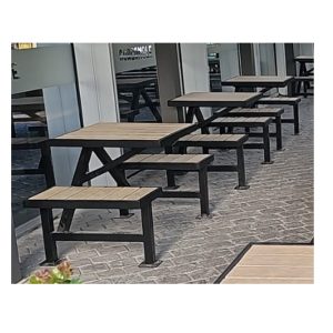 MESA PICNIC ACERO-MADERA PLASTICA RECICLADO 2 PERSONAS